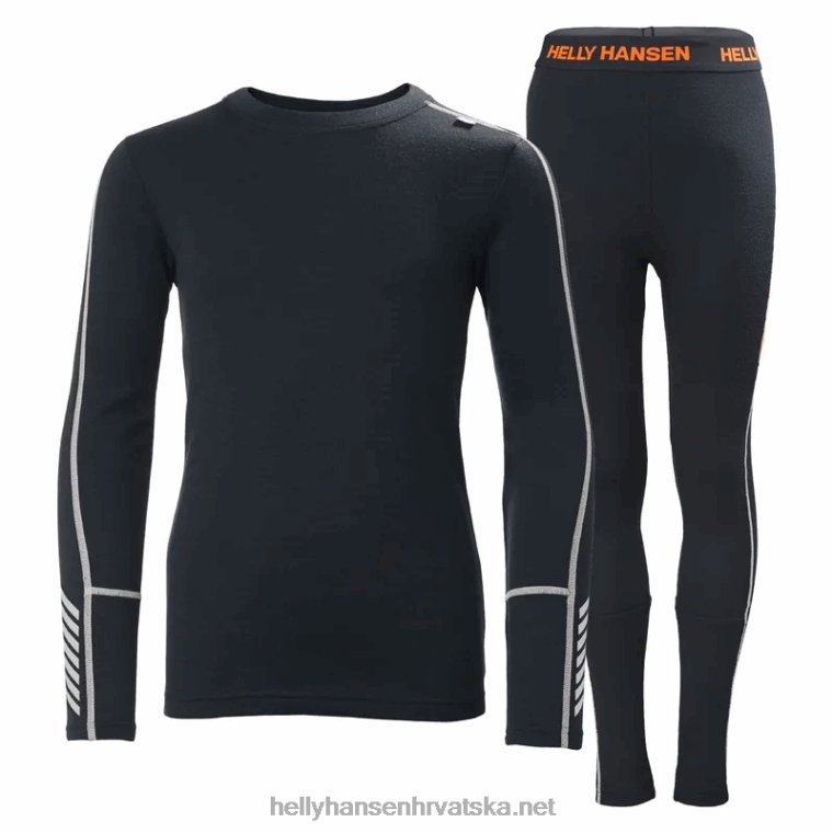 J0HV2486 juniorski lifa merino srednji sloj baznog seta djeca Helly-Hansen pala stijena/siva melang/crna