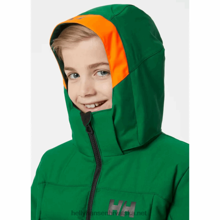 J0HV2744 juniorska skijaška jakna djeca Helly-Hansen patrolni oran/postrojnik/crni