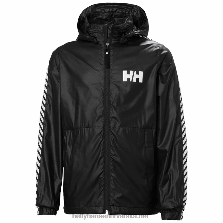 J0HV2811 juniorska prugasta vjetrovka djeca Helly-Hansen slatka limeta/vrući koralj