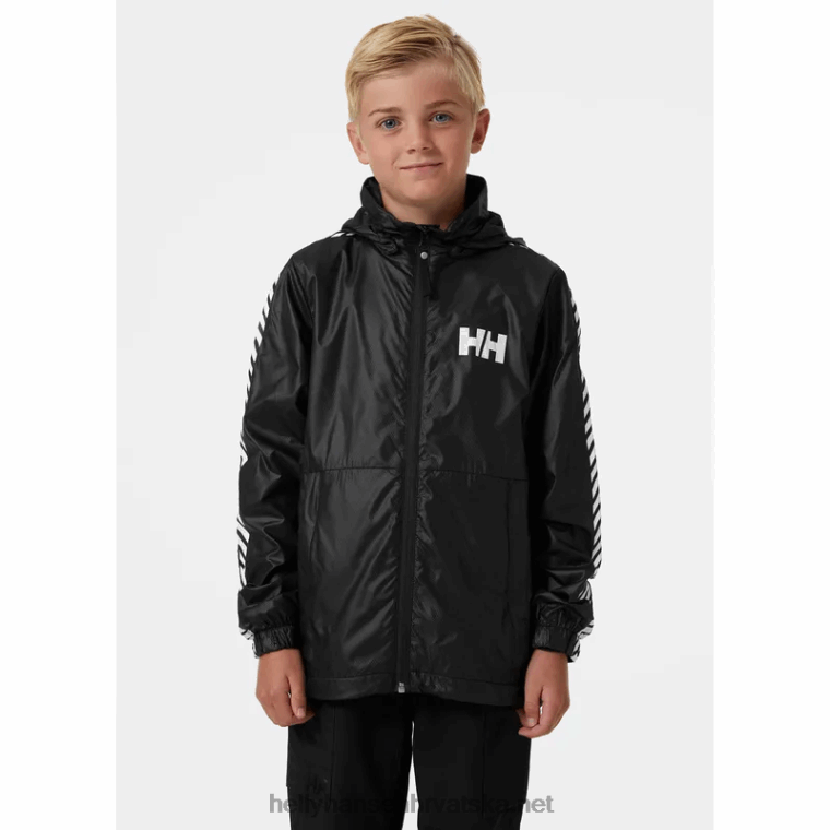 J0HV2811 juniorska prugasta vjetrovka djeca Helly-Hansen slatka limeta/vrući koralj