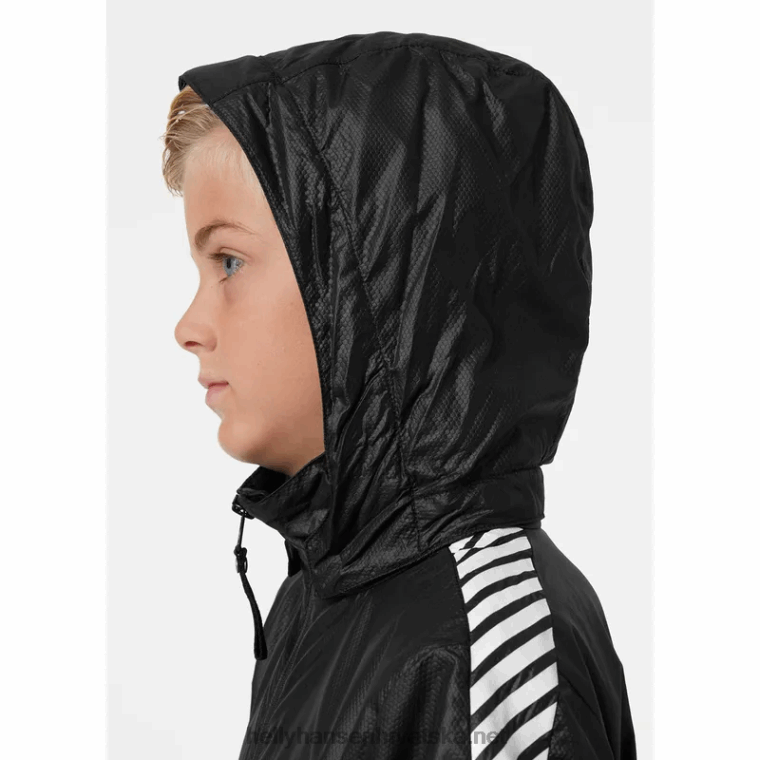 J0HV2811 juniorska prugasta vjetrovka djeca Helly-Hansen slatka limeta/vrući koralj