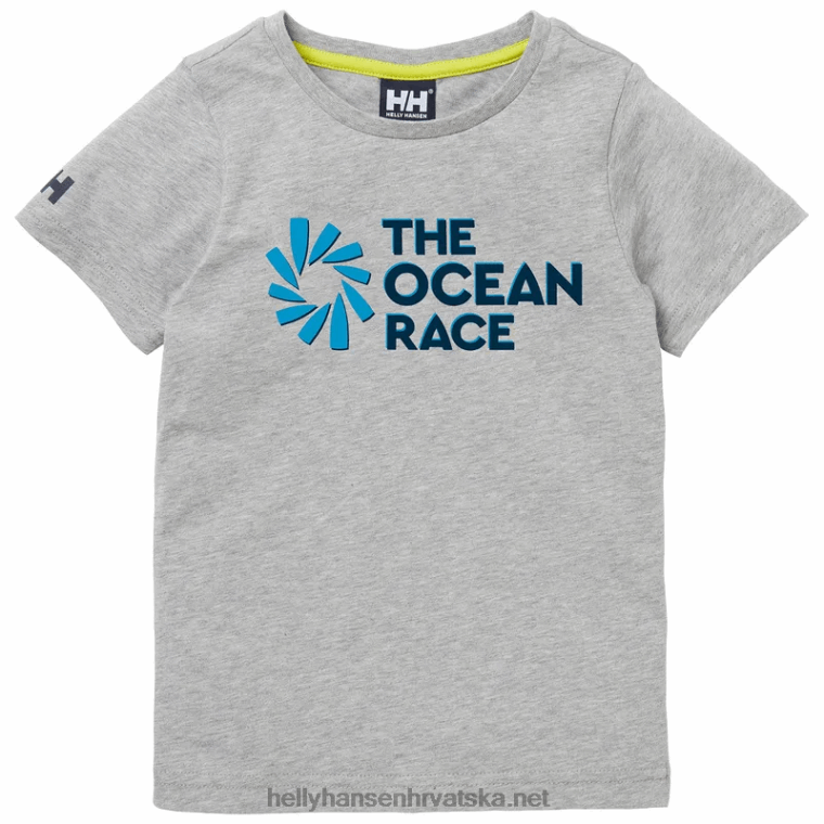 J0HV2378 dječja i juniorska ocean race majica od organskog pamuka djeca Helly-Hansen siva melang/mornarska