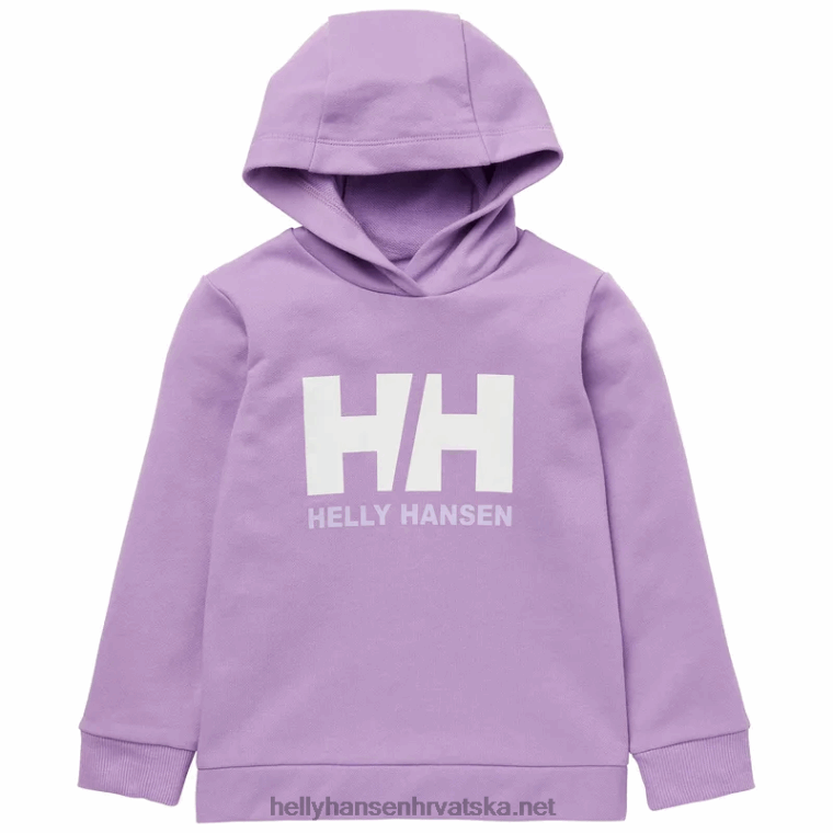 J0HV2367 dječja majica s kapuljačom s logotipom hh djeca Helly-Hansen breskva jeka/duboki fjord