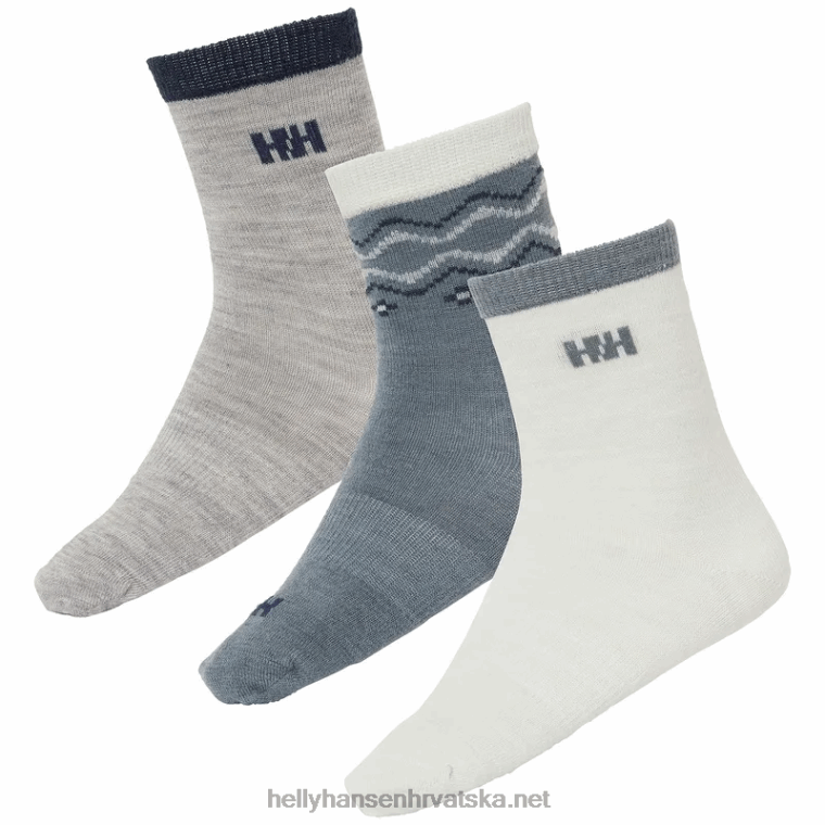 J0HV1008 dječje vunene čarape. 3 kom djeca Helly-Hansen sivi melang