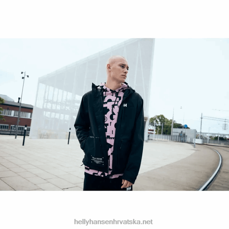 J0HV232 muška kišna jakna s kapuljačom muškarci Helly-Hansen crno