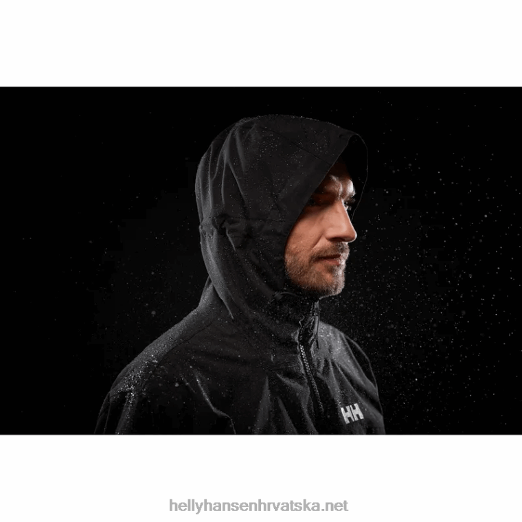 J0HV232 muška kišna jakna s kapuljačom muškarci Helly-Hansen crno