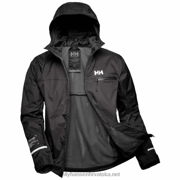J0HV237 muška biciklistička kišna jakna s kapuljačom muškarci Helly-Hansen crno