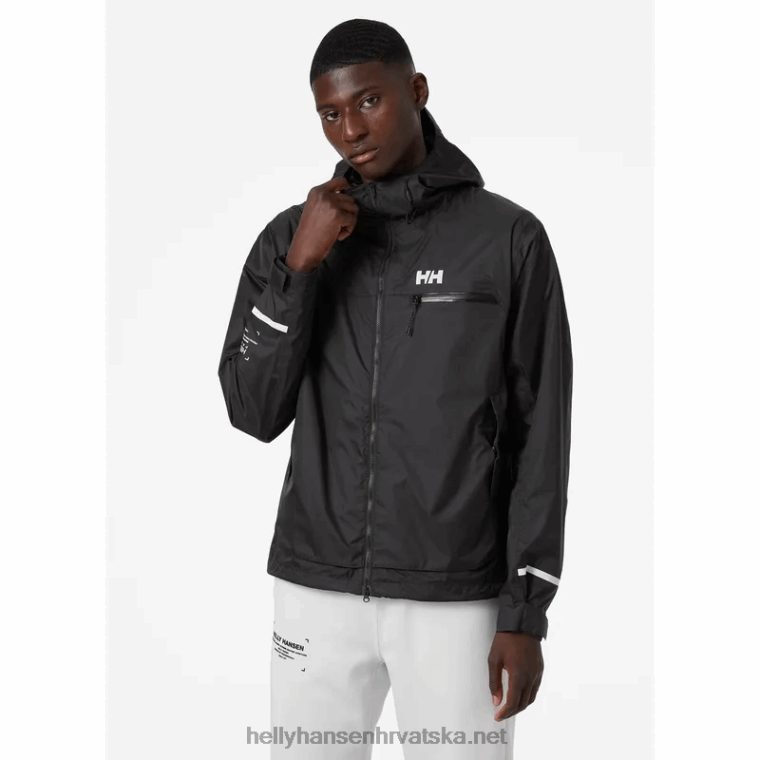 J0HV237 muška biciklistička kišna jakna s kapuljačom muškarci Helly-Hansen crno