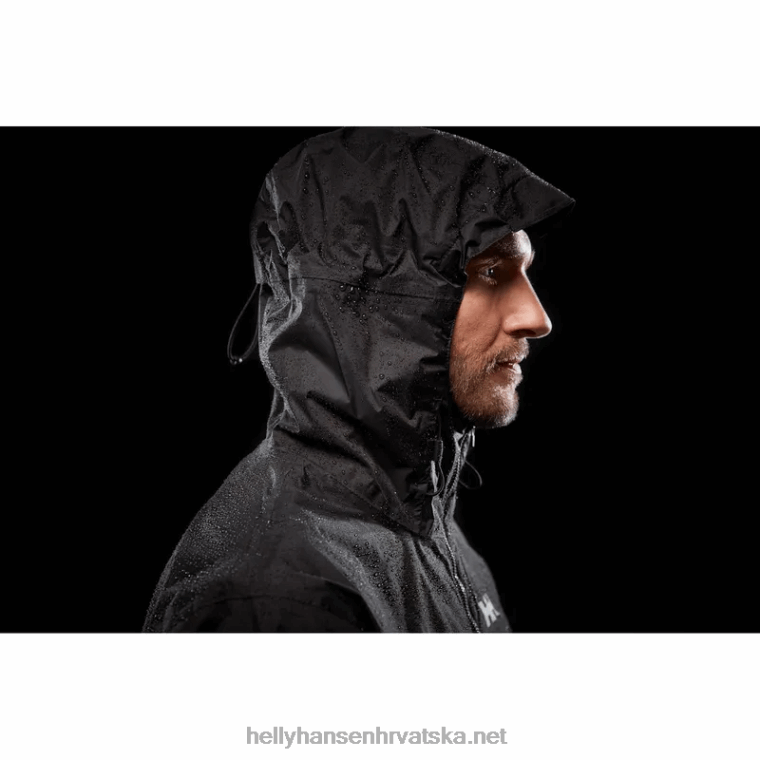 J0HV237 muška biciklistička kišna jakna s kapuljačom muškarci Helly-Hansen crno