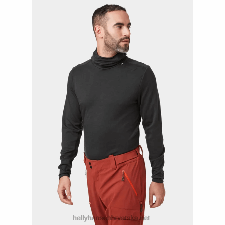 J0HV1089 muška majica s kapuljačom srednje težine lifa merino 2-u-1 muškarci Helly-Hansen najtamniji spr