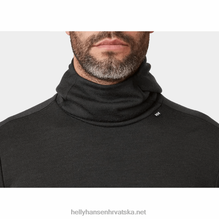 J0HV1089 muška majica s kapuljačom srednje težine lifa merino 2-u-1 muškarci Helly-Hansen najtamniji spr
