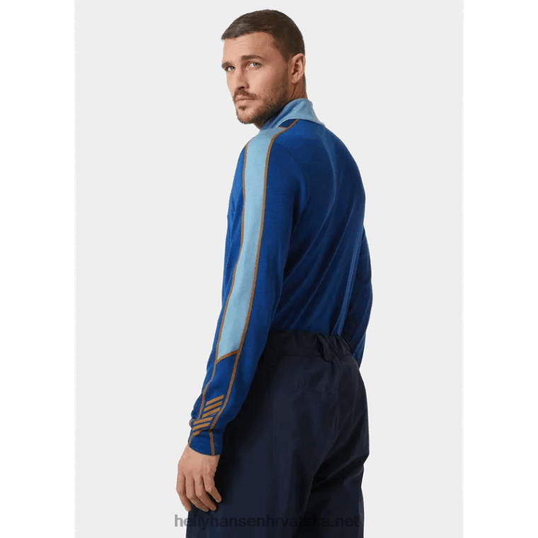 J0HV1091 muški lifa merino lagani 2-u-1 osnovni sloj s poluzatvaračem muškarci Helly-Hansen mornarica