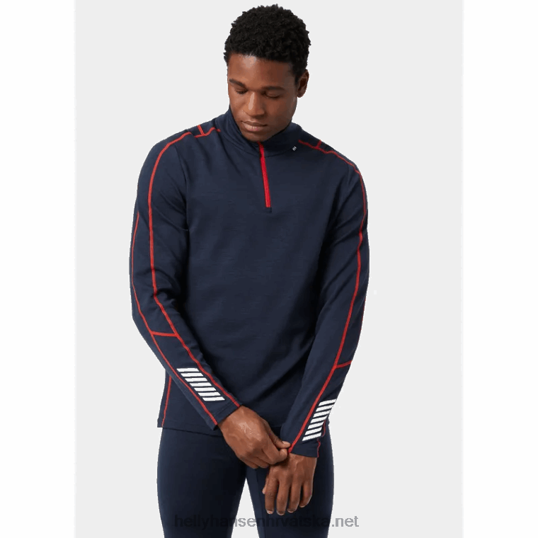 J0HV1093 muški lifa merino lagani 2-u-1 osnovni sloj s poluzatvaračem muškarci Helly-Hansen crno
