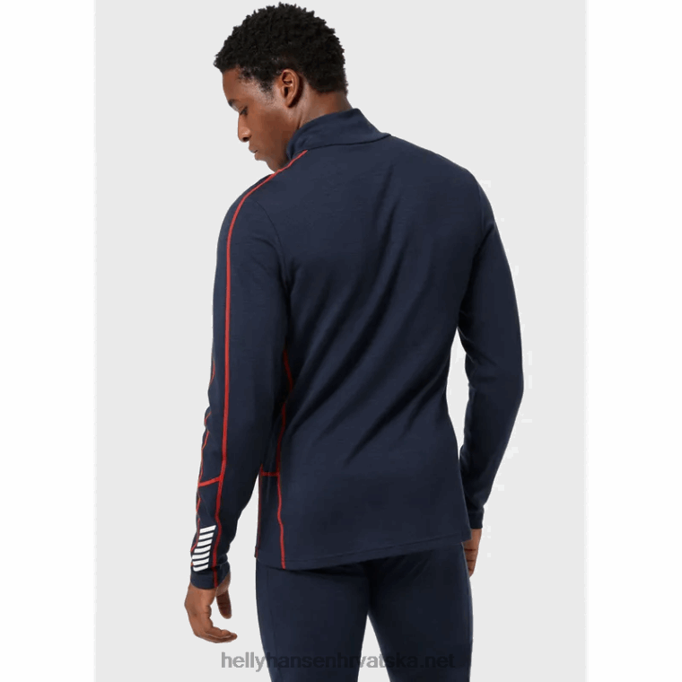 J0HV1093 muški lifa merino lagani 2-u-1 osnovni sloj s poluzatvaračem muškarci Helly-Hansen crno
