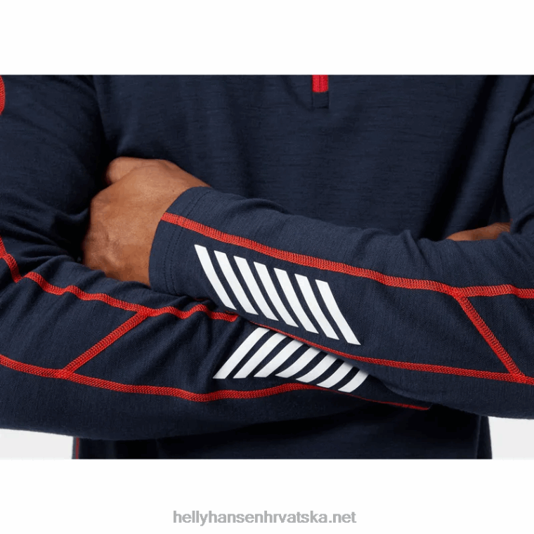 J0HV1093 muški lifa merino lagani 2-u-1 osnovni sloj s poluzatvaračem muškarci Helly-Hansen crno