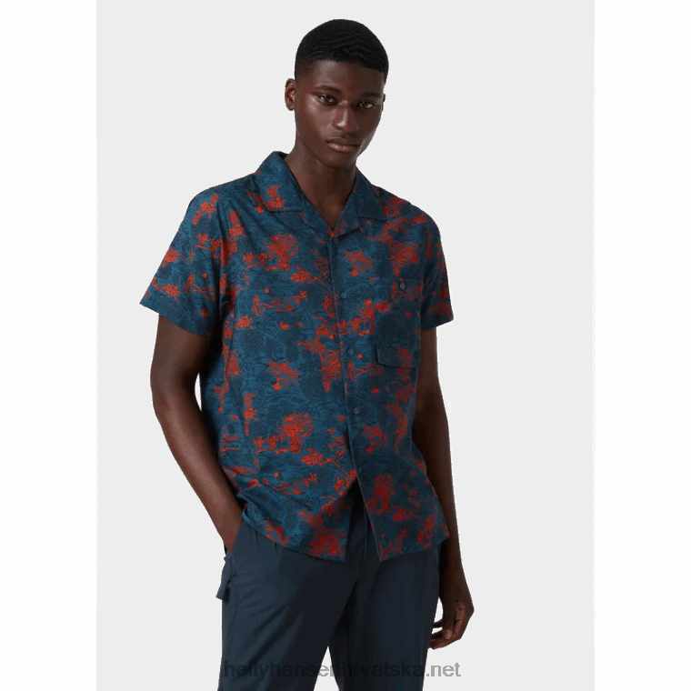 J0HV1017 muška oya reciklirana košulja muškarci Helly-Hansen prašnjavo plava