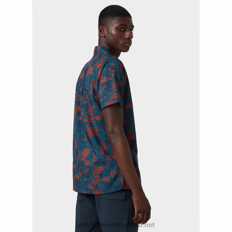 J0HV1017 muška oya reciklirana košulja muškarci Helly-Hansen prašnjavo plava