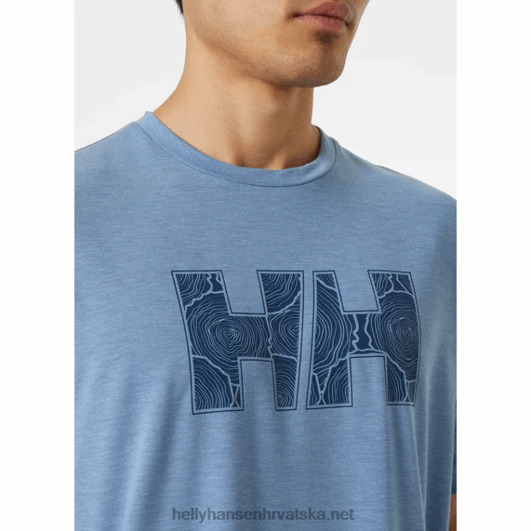 J0HV847 muška skog reciklirana grafička majica muškarci Helly-Hansen plava me magla