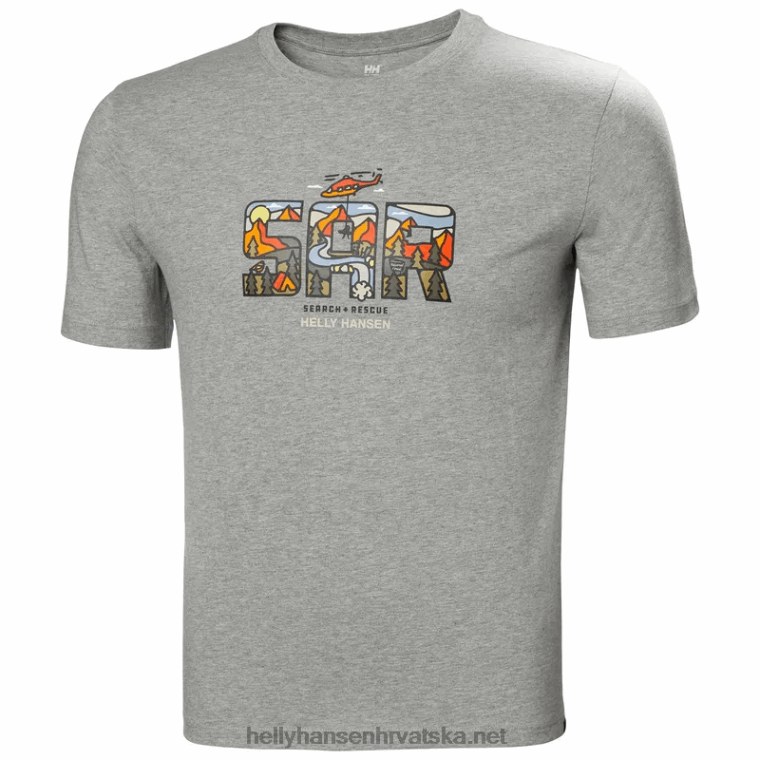 J0HV891 muška f2f majica od organskog pamuka muškarci Helly-Hansen siva mel sq