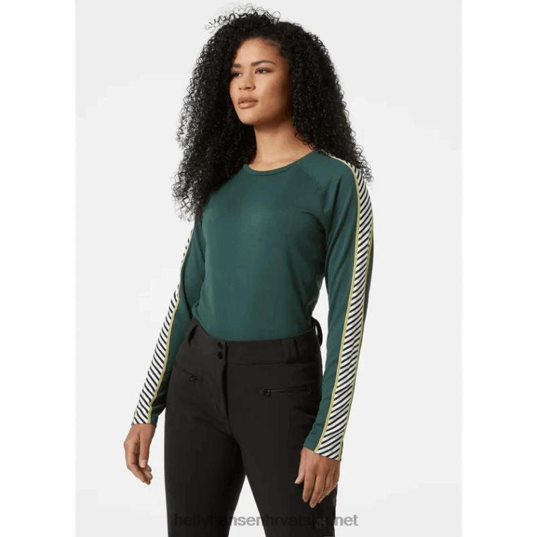 J0HV2078 ženski lifa aktivni prugasti osnovni sloj za posadu žene Helly-Hansen prljavobijel