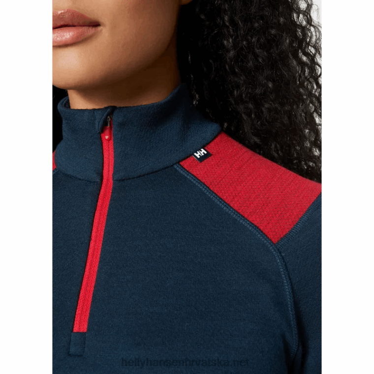 J0HV2056 ženski lifa merino srednji sloj s pola patentnim zatvaračem žene Helly-Hansen crno