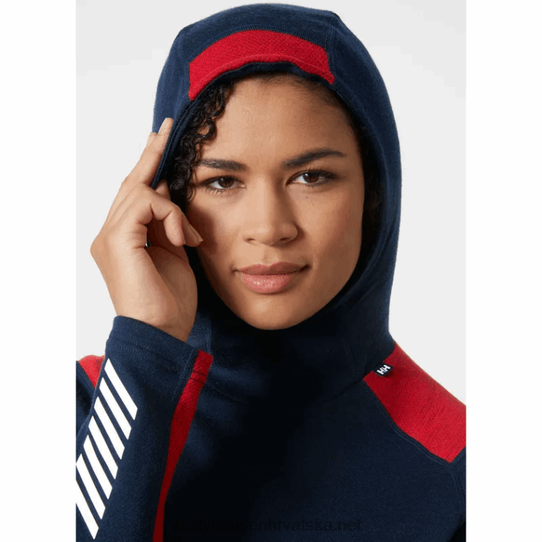 J0HV2059 ženska majica s kapuljačom srednje težine lifa merino 2-u-1 žene Helly-Hansen crno