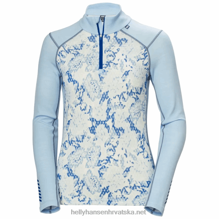 J0HV2063 ženska lifa merino srednje težine 2-u-1 grafički bazni sloj s pola patentnim zatvaračem žene Helly-Hansen crno