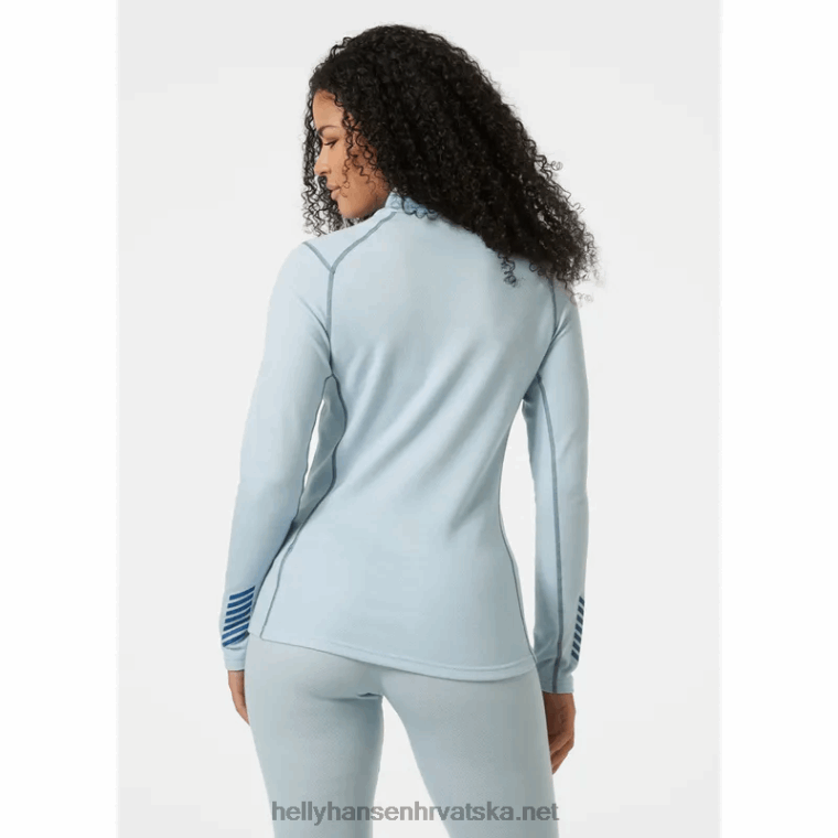 J0HV2063 ženska lifa merino srednje težine 2-u-1 grafički bazni sloj s pola patentnim zatvaračem žene Helly-Hansen crno