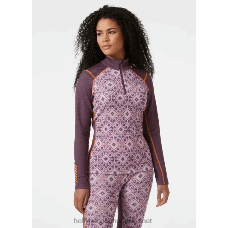 J0HV2064 ženska lifa merino srednje težine 2-u-1 grafički bazni sloj s pola patentnim zatvaračem žene Helly-Hansen beba trupa