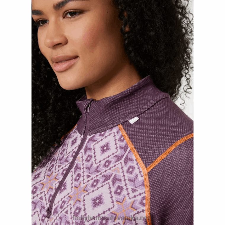 J0HV2064 ženska lifa merino srednje težine 2-u-1 grafički bazni sloj s pola patentnim zatvaračem žene Helly-Hansen beba trupa