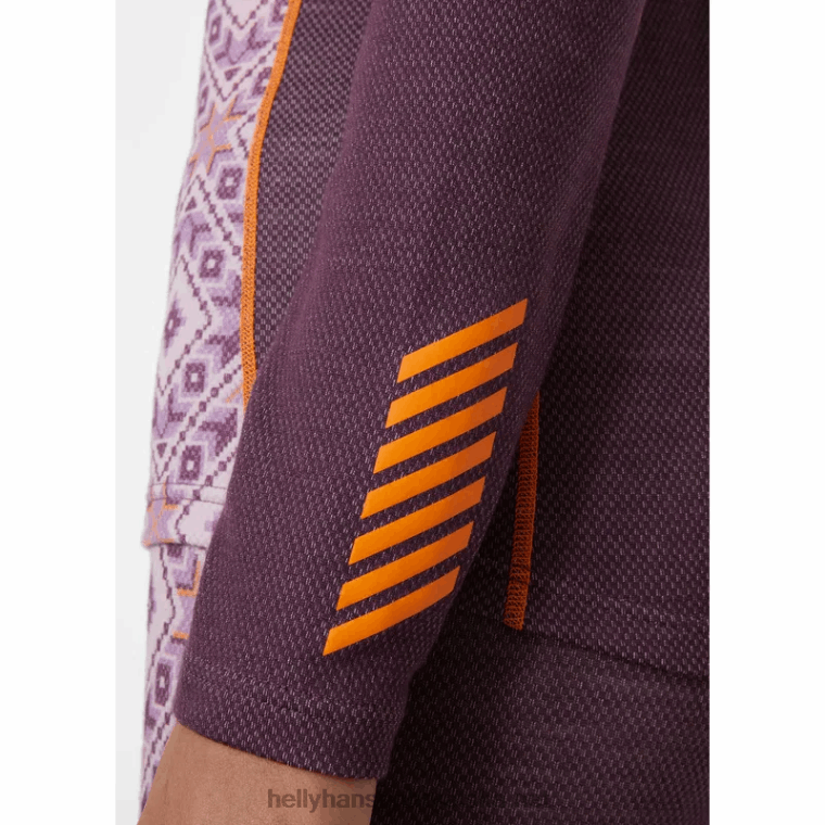 J0HV2064 ženska lifa merino srednje težine 2-u-1 grafički bazni sloj s pola patentnim zatvaračem žene Helly-Hansen beba trupa