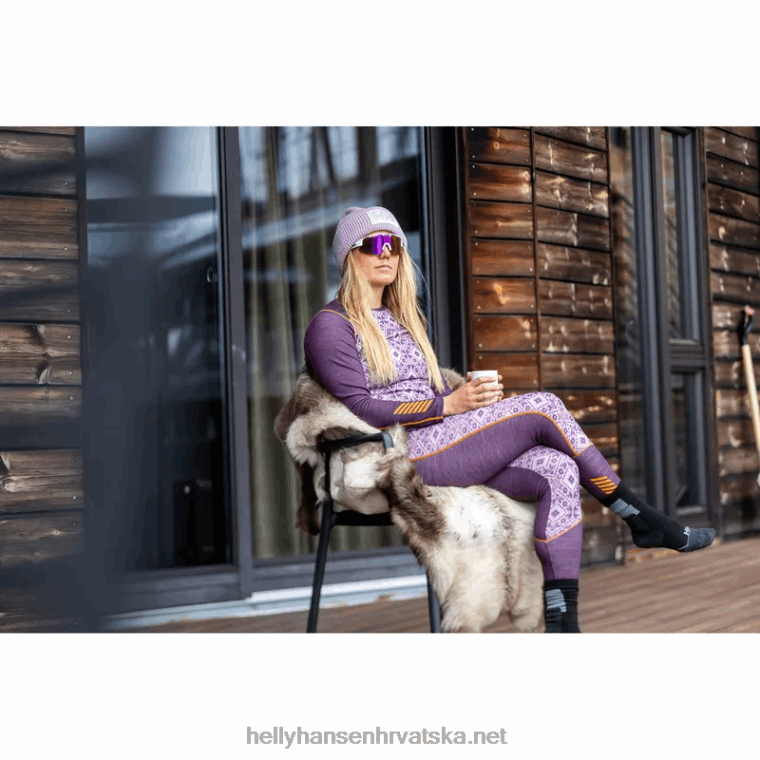 J0HV2064 ženska lifa merino srednje težine 2-u-1 grafički bazni sloj s pola patentnim zatvaračem žene Helly-Hansen beba trupa