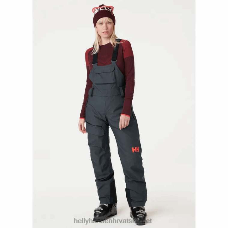 J0HV1855 ženske puderqueen skijaške hlače s naramenicama žene Helly-Hansen modra magla