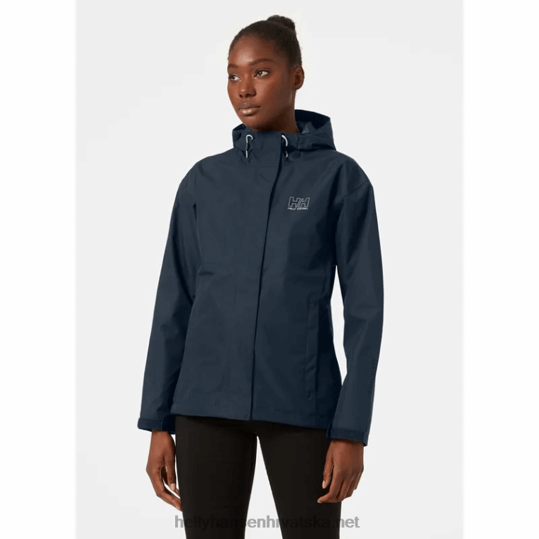J0HV1524 ženska kišna jakna sedam j žene Helly-Hansen crno