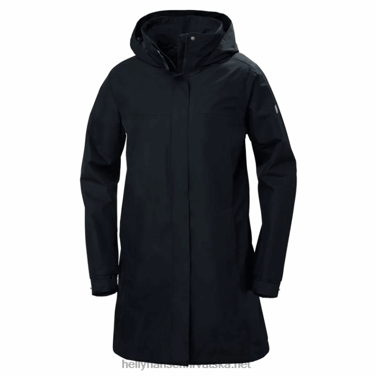 J0HV1544 ženska aden duga kišna jakna žene Helly-Hansen crno