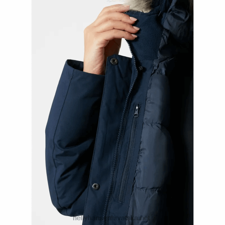 J0HV2633 ženska izolirana zimska parka senja žene Helly-Hansen crno/sivi melang