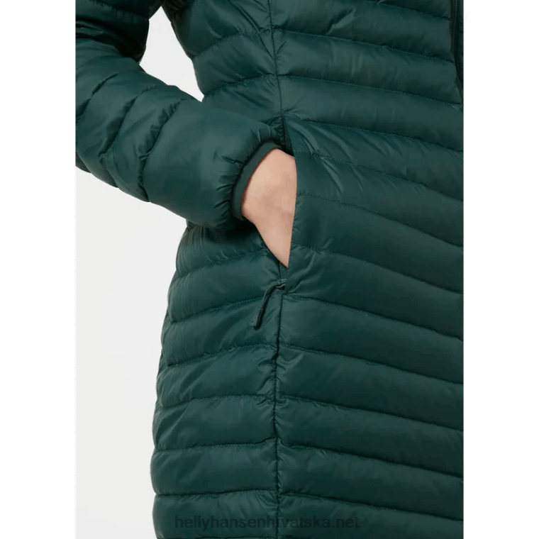 J0HV1488 ženska duga puhasta izolacijska jakna od verglasa žene Helly-Hansen crno