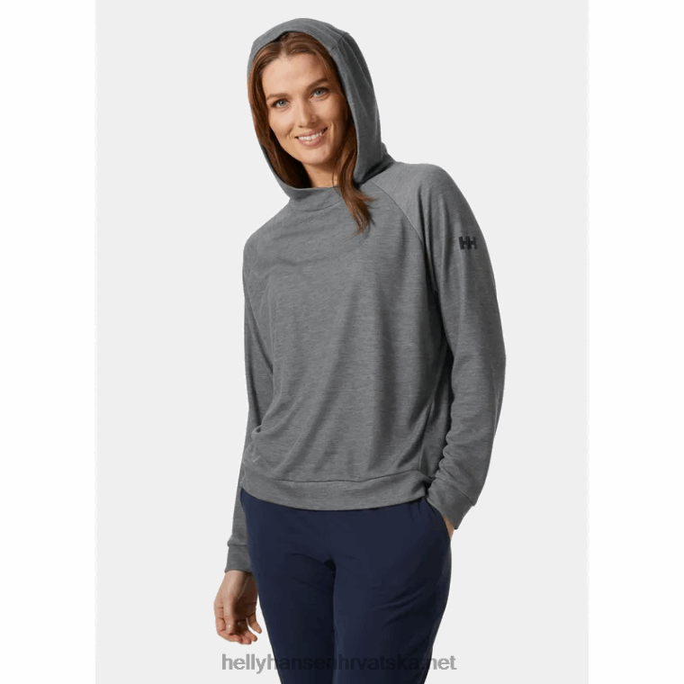 J0HV1709 ženska obalna majica s kapuljačom koja se brzo suši žene Helly-Hansen ebanovina