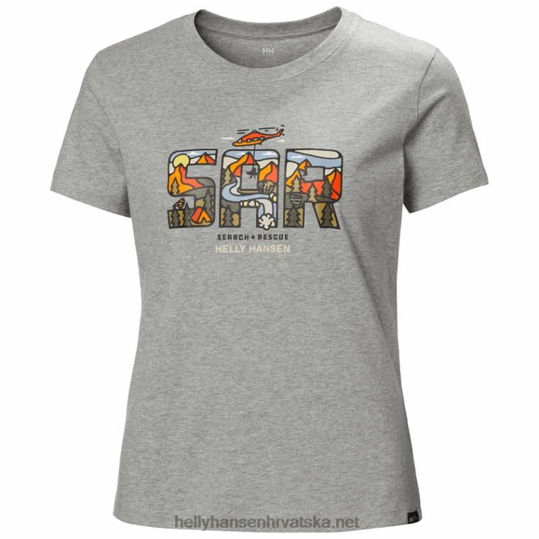 J0HV1940 ženska f2f majica od organskog pamuka žene Helly-Hansen siva mel sq